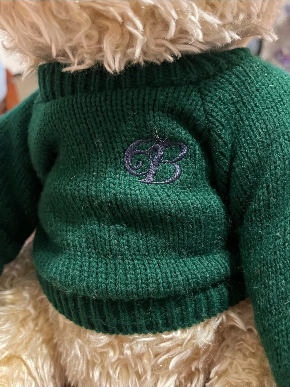 Vintage 1997 Belkie Bear Plush 19” Jointed Teddy Bear w/ Green Sweater